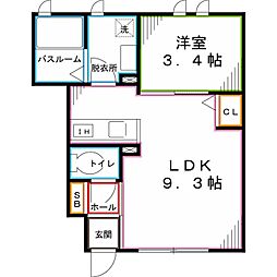 PeakAvenueMee 1LDKの間取図画像