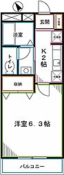 ブランシェ鷹の台 1Kの間取図画像