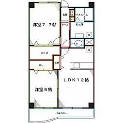 アヴァンティー 2LDKの間取図画像