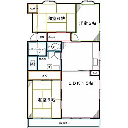コーポ栗林 3LDKの間取図画像