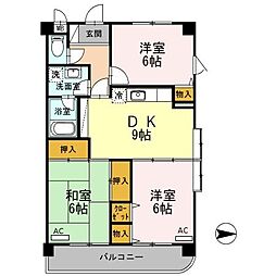 サニーヒルズK 3DKの間取図画像