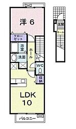 プロヴァンス 1LDKの間取図画像