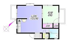 お鷹の道コーポ 1LDKの間取図画像