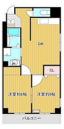 サンエイトONO2 2DKの間取図画像