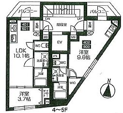国分寺市南町2丁目マンション 1LDKの間取図画像