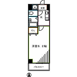 ロイヤル武蔵野 1Kの間取図画像