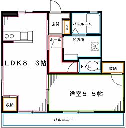 クレール 1LDKの間取図画像