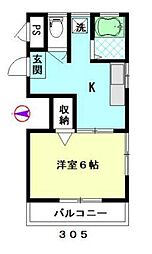 小川コーポ 1Kの間取図画像