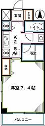 サンライズK 1Kの間取図画像