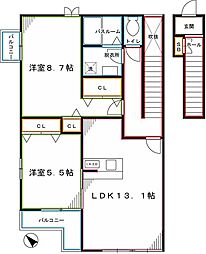 セレーノ 2LDKの間取図画像