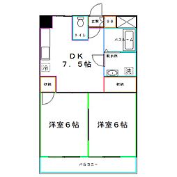 パティオ仲町 2DKの間取図画像