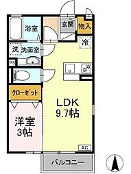 サンクレア3 1LDKの間取図画像
