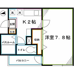 さくらハイツ 1Kの間取図画像