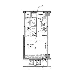 ARTESSIMO LINK COMODO 4階ワンルームの間取り