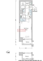 アーバネックス清澄白河2WEST 1Kの間取図画像
