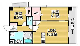 スプランディッド中之島WEST 201 ｜ 大阪府大阪市福島区玉川3丁目9（賃貸マンション2LDK・2階・50.05㎡） その2