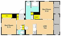 CREST COURT 2LDKの間取図画像