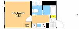 COCOCUBE大井町II 1Kの間取図画像