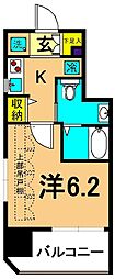 エステムプラザ品川大井町クリスタルヒルズ 1Kの間取図画像