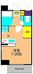 グランヴァン大井町2 ワンルームの間取図画像