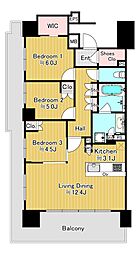 クレヴィアタワー目黒不動前 3LDKの間取図画像