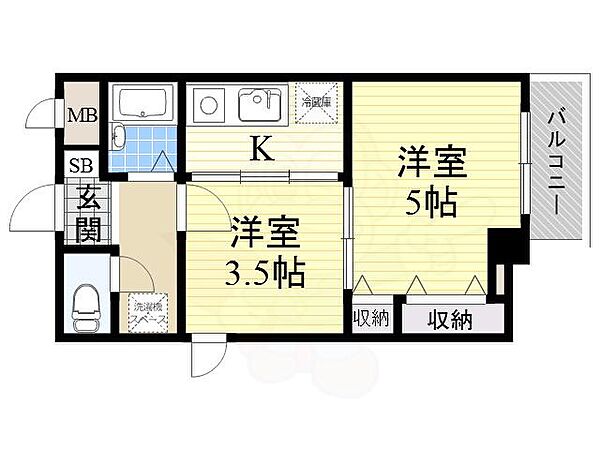 プロスパーK ｜大阪府大阪市港区波除３丁目(賃貸マンション2K・4階・30.81㎡)の写真 その2