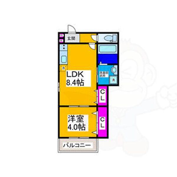 大阪府大阪市港区南市岡１丁目(賃貸アパート1LDK・3階・32.88㎡)の写真 その2