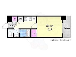 アスヴェル阿波座BLUEEARTH 1Kの間取図画像