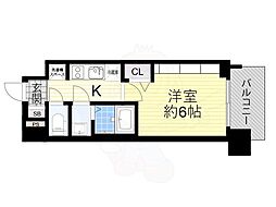 プレサンス大正エミナンス 7階1Kの間取り