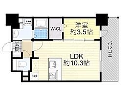Louis Residence弁天町 1LDKの間取図画像