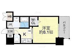 Louis Residence弁天町 1Kの間取図画像