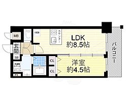 プレサンス大阪ドームシティワンダー 1LDKの間取図画像