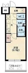 Vita弁天町 1Kの間取図画像