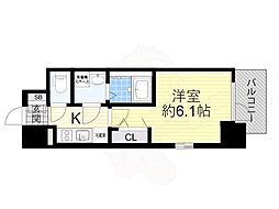 エスリード弁天町LUCENTE 1Kの間取図画像