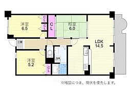 シティコーポ朝潮1号棟 3LDKの間取図画像
