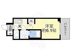 エスリード弁天町NORTHRESIDENCE 1Kの間取図画像
