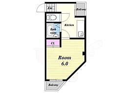 アワーハウス磯路 1Kの間取図画像
