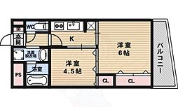 シャトー弁天 2Kの間取図画像