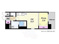 レジュールアッシュアーバンリッシュ 1DKの間取図画像
