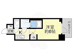 エスリード弁天町NORTH RESIDENCE 1Kの間取図画像