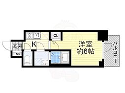 エスリード弁天町NORTH RESIDENCE 1Kの間取図画像