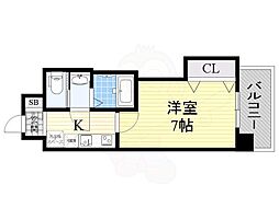 Luxe大正 1Kの間取図画像