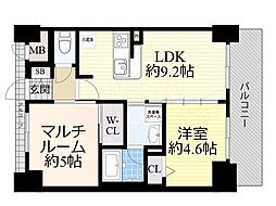 エステムコート難波ウエストサイド2ベイフレックス 1SLDKの間取図画像