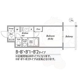 エステムコート大阪ウエスト2 1Kの間取図画像