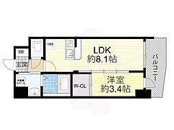 セレニテ九条リアン 1LDKの間取図画像