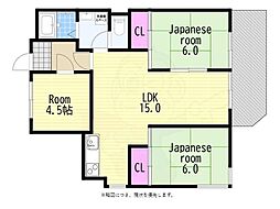 一吉ハイツ 3LDKの間取図画像