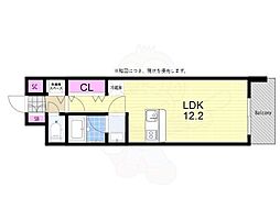スプランディッド大阪ベイサイドDUE ワンルームの間取図画像