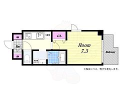 スプランディッド大阪WEST 1Kの間取図画像