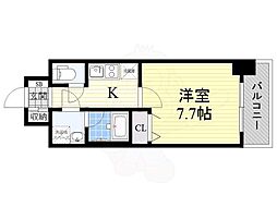 ラドゥセール九条 1Kの間取図画像