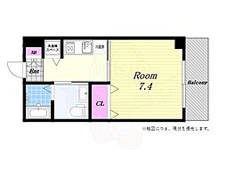 アスティナ弁天町 1Kの間取図画像